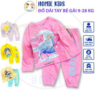 Quần áo dài tay cho bé gái 9-28 kg set đồ bộ thun cotton thoáng nhẹ mềm mịn hình in đẹp xinh xắn Homie Kids
