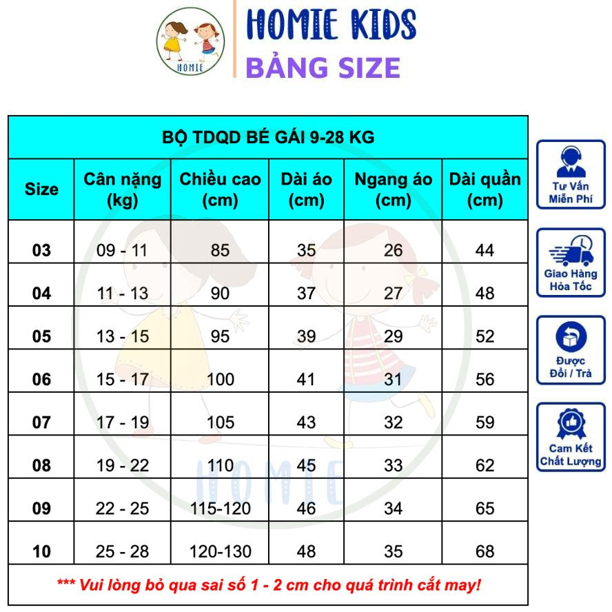 Quần áo dài tay cho bé gái 9-28 kg set đồ bộ thun cotton thoáng nhẹ mềm mịn hình in đẹp xinh xắn Homie Kids