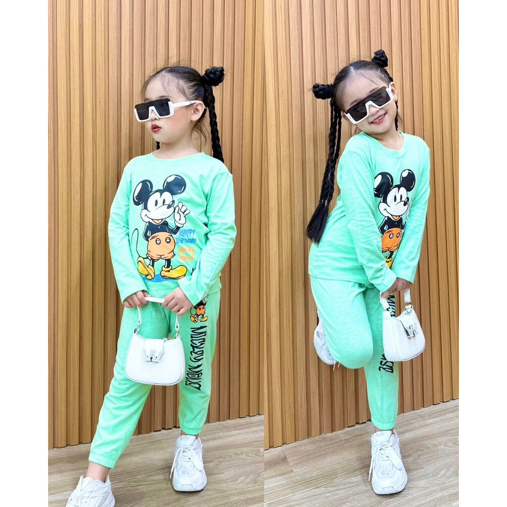Quần áo dài tay cho bé gái 9-28 kg set đồ bộ thun cotton thoáng nhẹ mềm mịn hình in đẹp xinh xắn Homie Kids