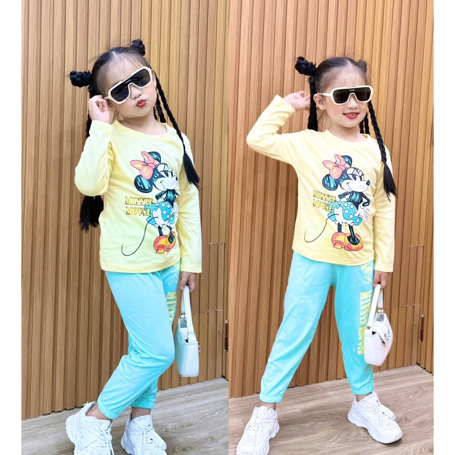 Quần áo dài tay cho bé gái 9-28 kg set đồ bộ thun cotton thoáng nhẹ mềm mịn hình in đẹp xinh xắn Homie Kids