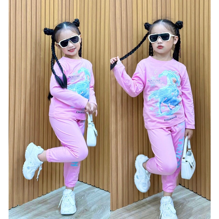 Quần áo dài tay cho bé gái 9-28 kg set đồ bộ thun cotton thoáng nhẹ mềm mịn hình in đẹp xinh xắn Homie Kids