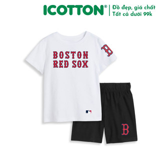 Bộ cộc tay bé trai Icotton hình Boston BT106