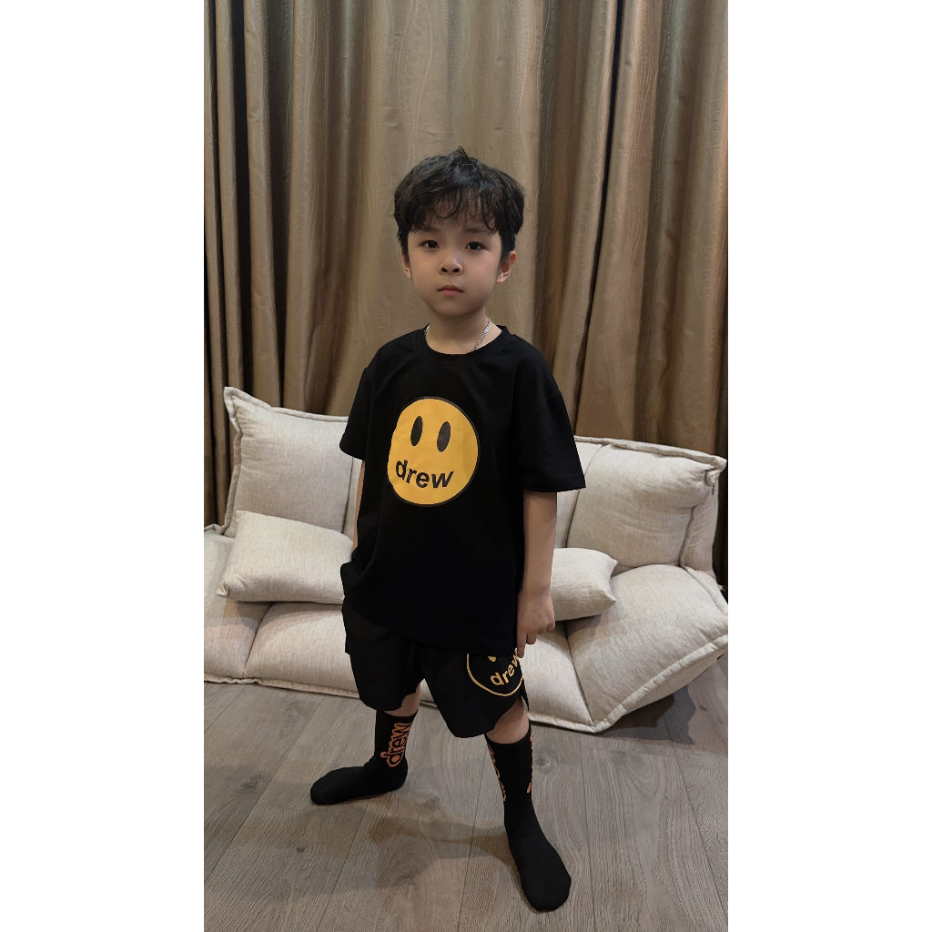 Set đồ Đen Mặt Vàng cho trẻ em chất cotton 2BKidsFashion