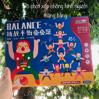 Đồ chơi xếp hình thăng bằng thông minh nhiều màu sắc, kết hợp lăn bóng, xếp khối cân bằng cho bé- 32 PCS