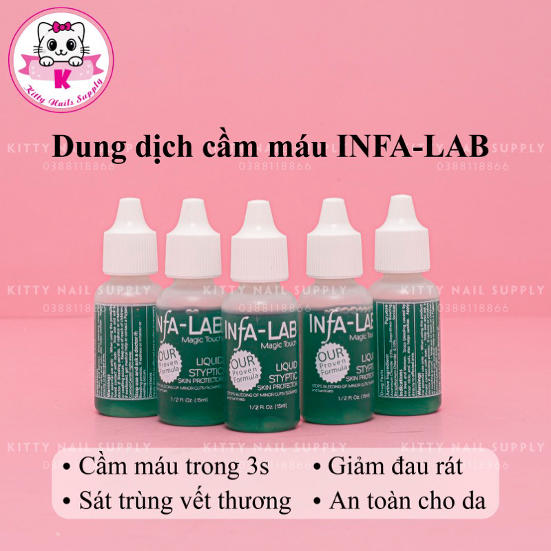 Dung dịch cầm máu INFA LAB hiệu quả ngay sau 3s, lọ 15ml nhập khẩu chính hãng từ Mỹ - Kitty Nail Supply