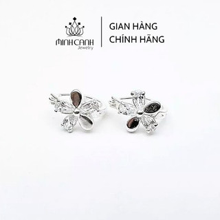 Bông tai hoa mix cánh khóa bấm tròn - minh canh jewelry