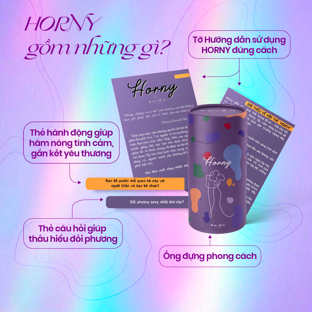 Combo thẻ tình yêu "HORNY - DATE ĐI" - Drinking Game dành cho cặp đôi nhân đôi thú vị cho buổi hẹn hò | Ghiền Mystery