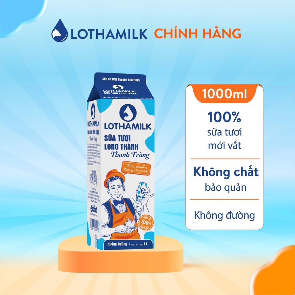 Sữa tươi thanh trùng Lothamilk hộp 1L