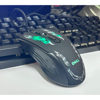 Chuột DELLL dây dù có đèn LED cho game thủ, văn phòng tặng kèm tấm lót chuột