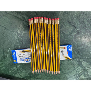 Combo 12 cái bút chì 2b stetler/ hb deli c004 / viết chì có đầu tẩy