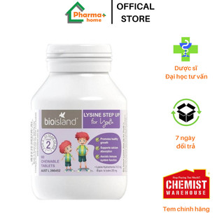 Viên nhai hỗ trợ tăng trưởng chiều cao Bio Island Lysine cho trẻ từ 6 tuổi, 60 viên nhai