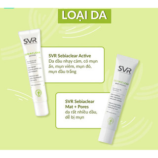 Kem dưỡng kiểm soát dầu nhờn, giảm mụn & mờ thâm svr sebiaclear active gel 40ml