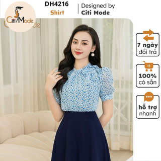 Đầm công sở CITI MODE FASHION thiết kế dáng xoè hoa xanh cổ cách điệu phối chân váy 1 màu DH4216