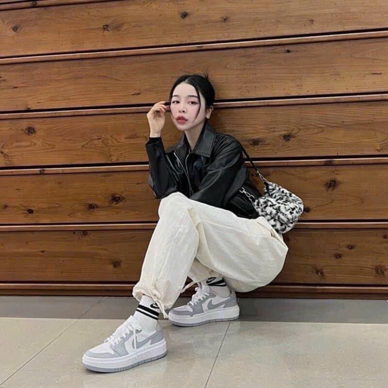 Giày Air Jordan 1 Elevate xám xanh đế cao cổ thấp, giày JD 1 Air đế bánh mì nữ hồng vàng hottrend 2023 mới cao cấp