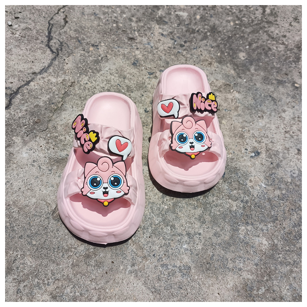 Dép lê cho bé - Mẫu siêu nhẹ hình mặt mèo xinh yêu, đế bánh mì 3 cm cho bé gái