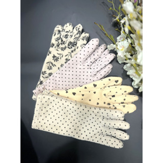 Găng tay poly/cotton vải dày dài 25cm in họa tiết xinh xắn, chống nắng cực hữu hiệu