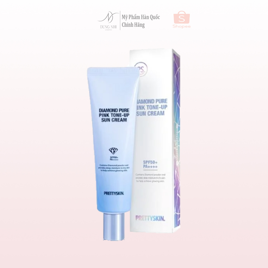 Kem chống nắng Kim cương phổ rộng, nâng tone - Diamond Pure Pink Tone-Up Sun Cream SPF50+ PA++++ 50ml [Prettyskin]