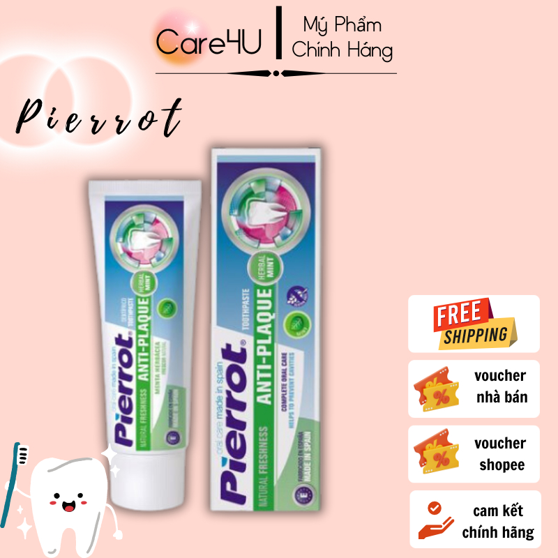[Tặng mặt nạ] Kem đánh răng chống hình thành mảng bám Pierrot 75ml