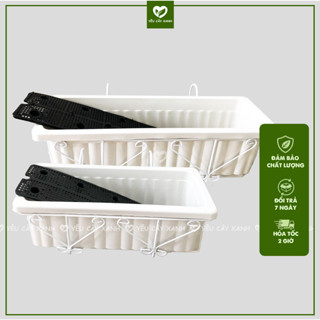 Chậu nhựa dài, giỏ sắt dài chữ nhật trồng cây, trồng rau thông minh đã bao gồm vỉ thoát nước
