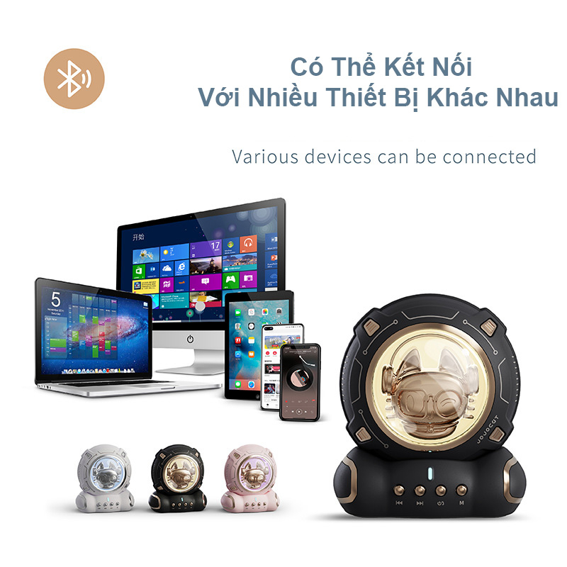 Loa Bluetooth Phi Hành Gia JOJO CAT Tích Hợp Led Nhiều Màu,Bass Cực Mạnh,Âm Thanh Vòm Kết Nối Điện Thoại,Tivi,Laptop