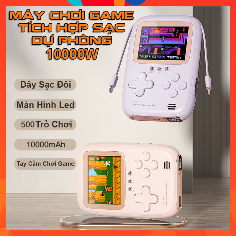 Máy Chơi Game Cầm Tay 500 Trò Chơi Kiêm Sạc Dự Phòng 10000mah Tích Hợp Màn Hình Led,Máy Chơi Game Cổ Điển