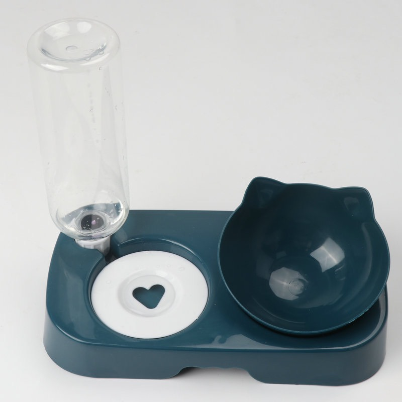 Bát ăn đôi trái tim dành kèm bình nước tự động dành cho chó mèo