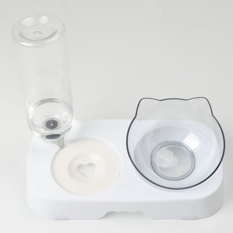 Bát ăn đôi trái tim dành kèm bình nước tự động dành cho chó mèo