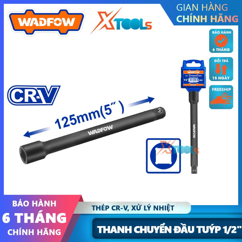 Thanh chuyển đầu tuýp 1/2" 125mm WADFOW WMS5205, thanh mở rộng 1/2 inch, đầu 1/2 inch, chiều dài 125mm