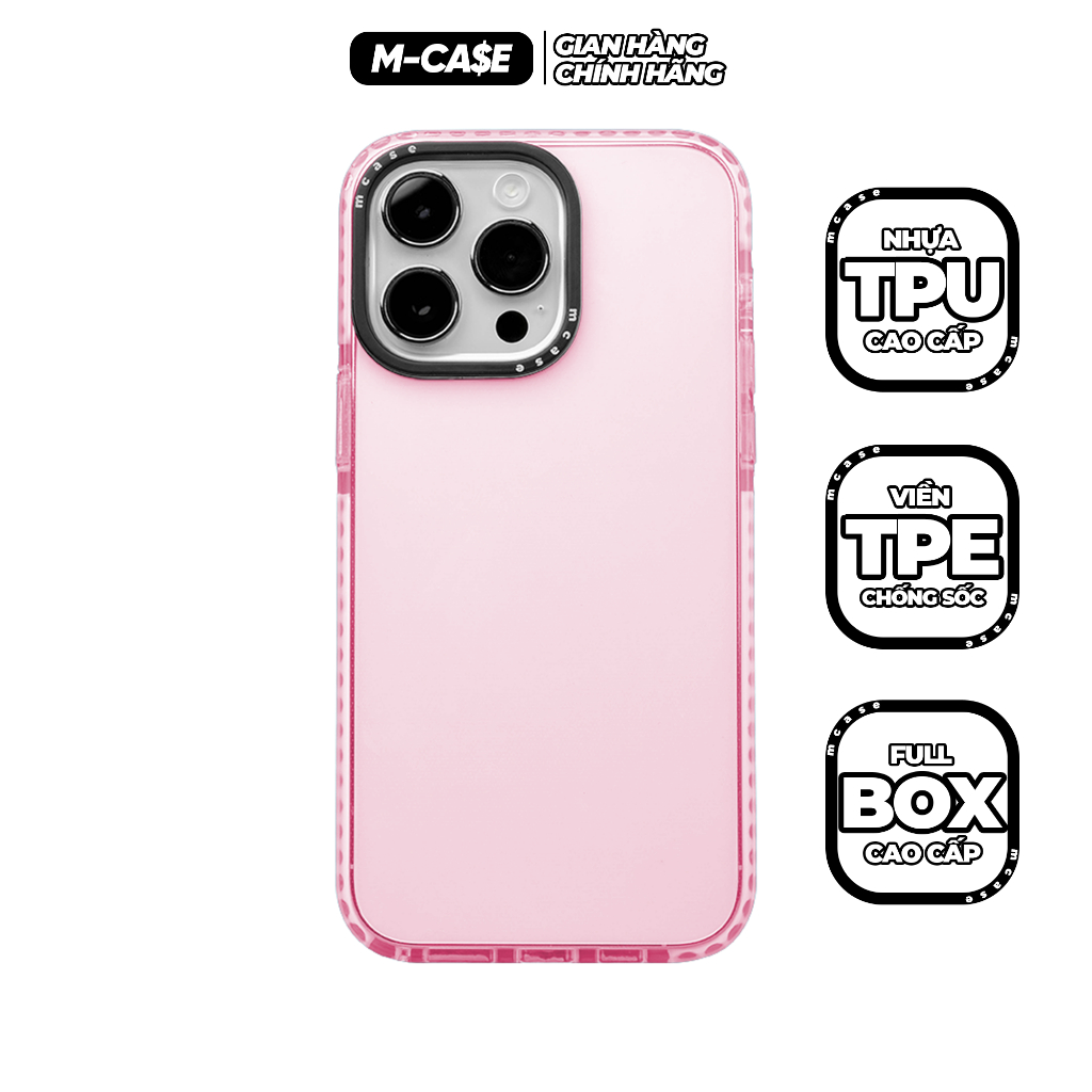 Ốp Iphone Chống Sốc Trong Suốt Hồng Pastel M CASE iphone 11 / 11 Pro Max / 13 / 13 Pro Max / 14 / 14 Pro Max