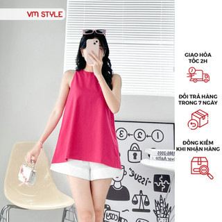 Set bộ nữ VMSTYLE áo sát nách xẻ sau + quần ngắn lưng cao basic đi chơi,đi tiệc,đi đám cưới SBU00100