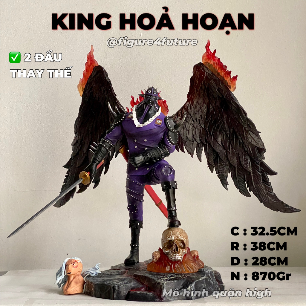 Mô hình nhân vật King Hỏa hoạn trong băng Kaido - Mô hình King cao 33cm có 2 đầu thay thế - One piece figure