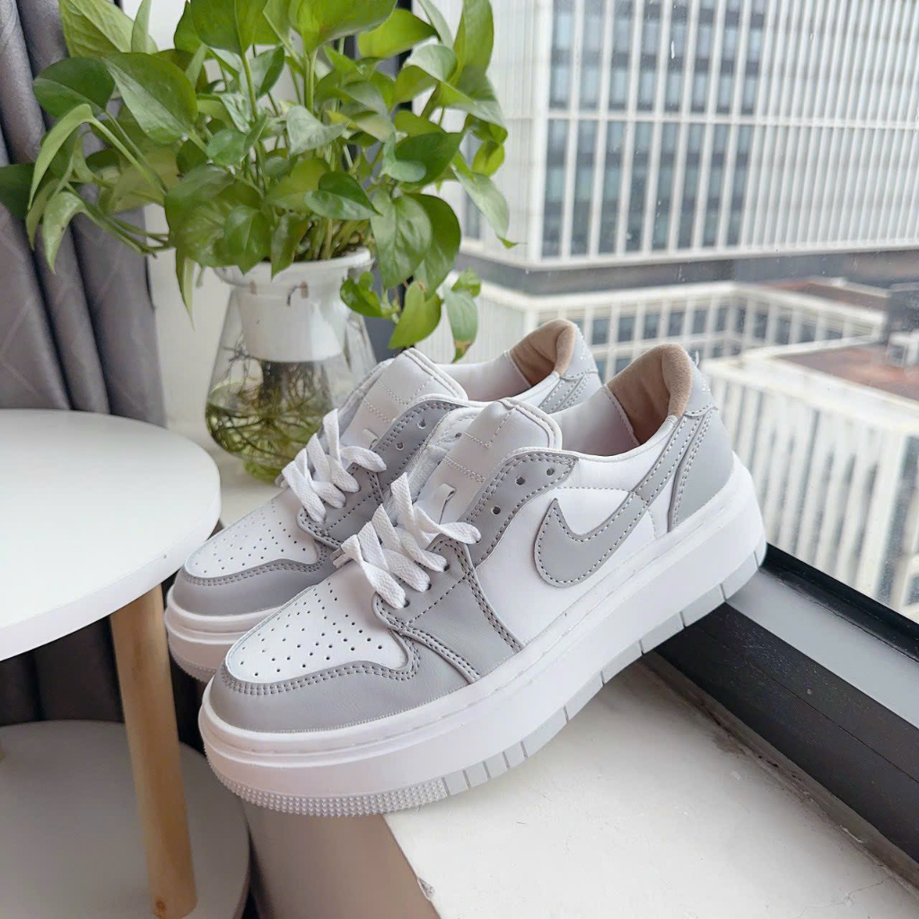 Giày Air Jordan 1 Elevate xám xanh đế cao cổ thấp, giày JD 1 Air đế bánh mì nữ hồng vàng hottrend 2023 mới cao cấp