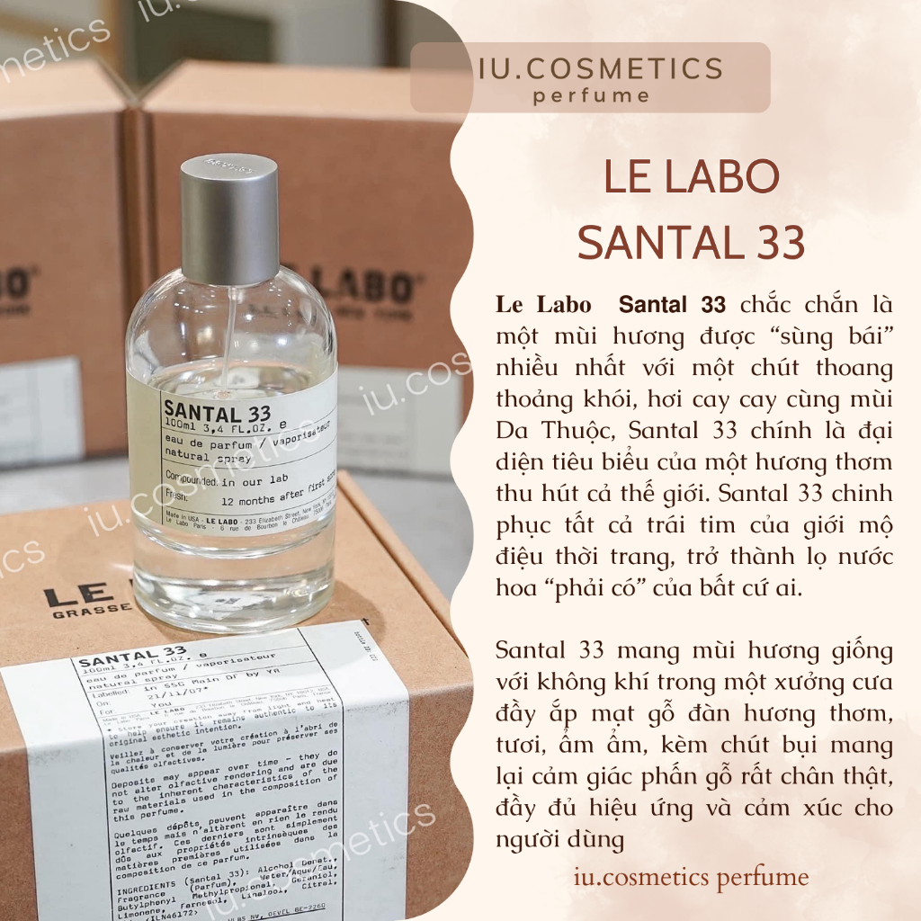 Nước hoa nam nữ Le labo Another 13,31,33,29  100ml - Hương thơm gỗ quý phái bền lâu - iu.cosmetics