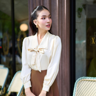 Áo Maybi kiểu suông phối cột nơ