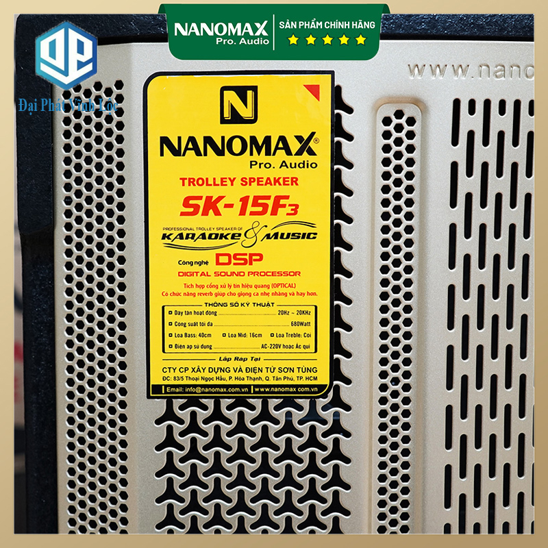 Loa Kéo Nanomax SK-15F3 Bass 40cm 680w Karaoke Bluetooth Công Suất 680w Tặng Kèm Cặp Micro Hát Karaoke