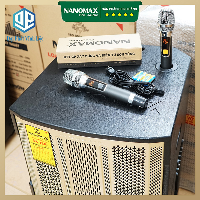 Loa Kéo Nanomax SK-15F3 Bass 40cm 680w Karaoke Bluetooth Công Suất 680w Tặng Kèm Cặp Micro Hát Karaoke