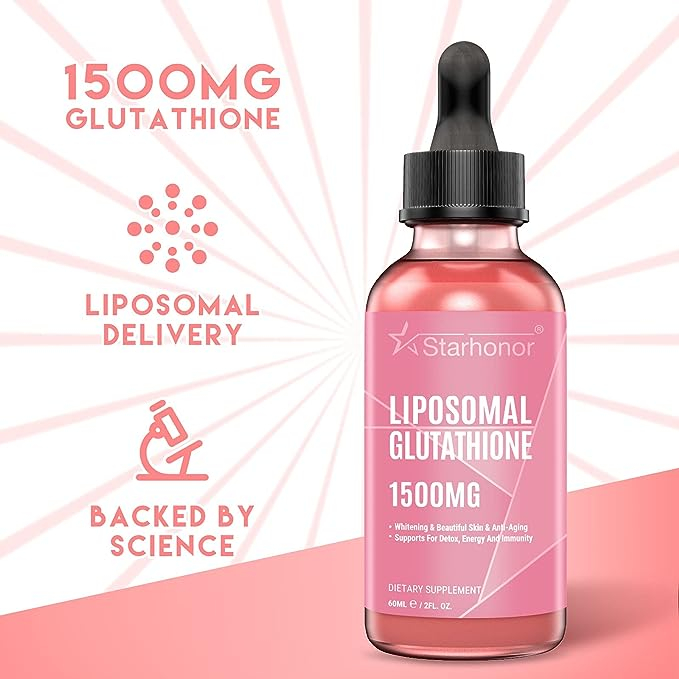 Starehonorr Liposomal Glutathione dạng lỏng giúp chống oxy hóa, trắng da và tăng cường giải độc gan 1500mg 60ml