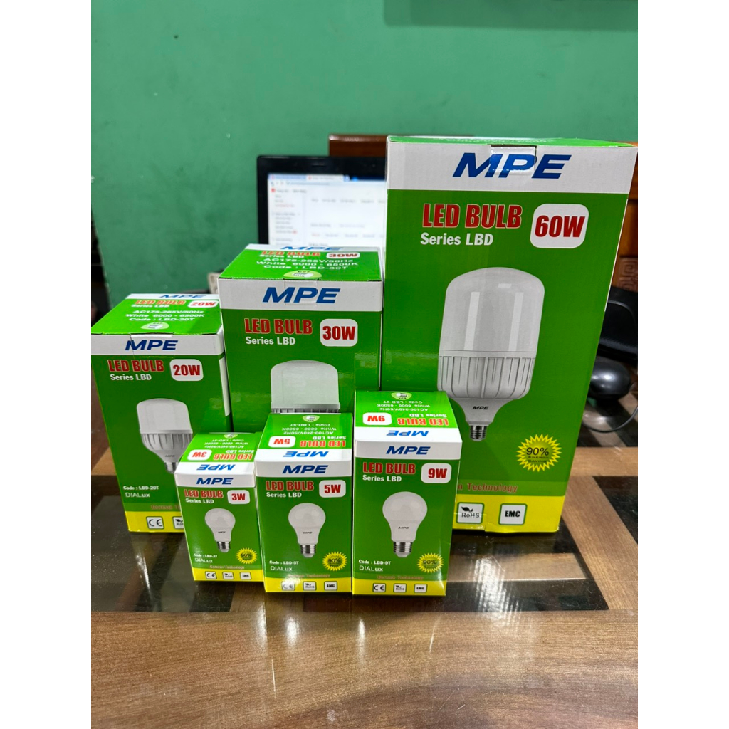 Bóng Đèn LED Bulb MPE 3W/5W/9W/20W/30W/60W Tròn (ánh sáng trắng)
