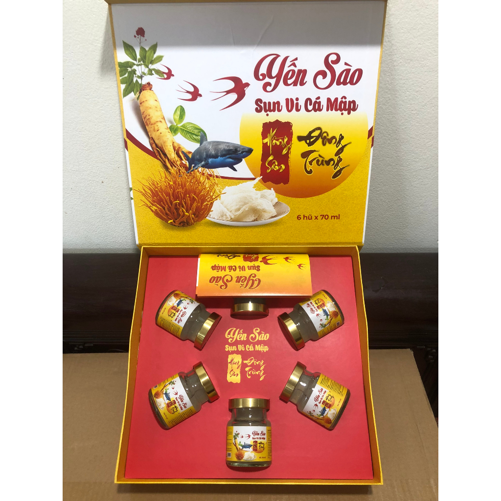 Yến Sào Sụn Vi Cá Mập , Yến Sào 36%. giúp bồi bổ cơ thể, hỗ trợ giảm đau xương khớp, sáng mắt, khỏe tim mạch - Hộp 6 hũ