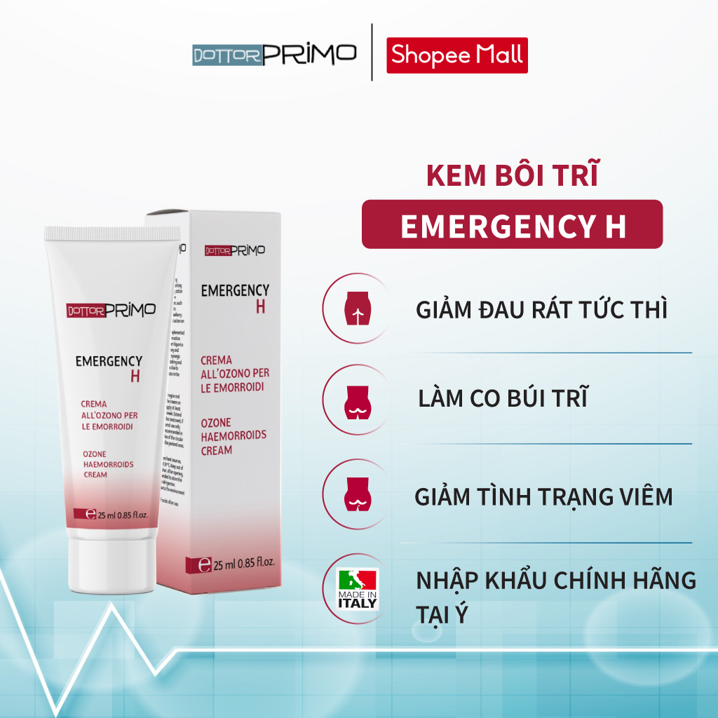 Kem Bôi Trĩ DottorPrimo Emergency H Số 1 Tại Ý Giúp Ngăn Ngừa Nhiễm Trùng Và Giảm Đau Rát Tức Thì 25ml