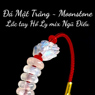 Lắc tay hồ ly đá mặt trăng moonstone mix ngũ điếu tự nhiên