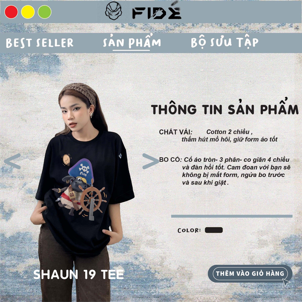 Áo thun FIDE Cừu shaun phông unisex nam nữ form rộng cổ tròn ulzzang SHAUN 19