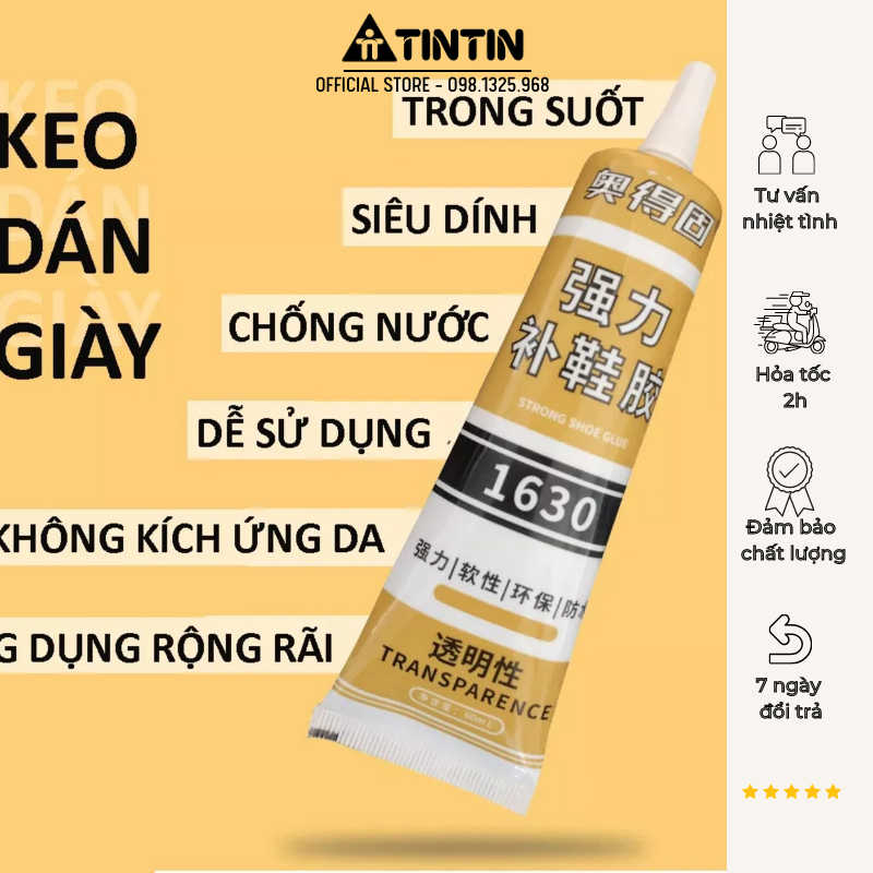 Keo dán giầy dép đa năng trong suốt siêu dính chống nước sau 24h để khô dung tích 60ml