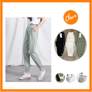 Quần gió Jogger nữ thể thao Cham Cạp Cao, Dây Rút