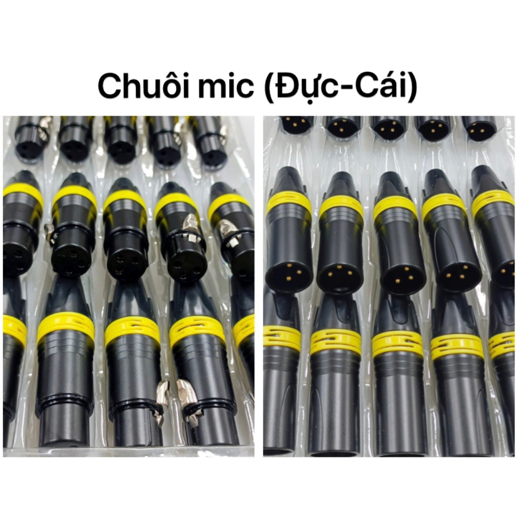 Combo 2 rắc jack canon đực và cái ( đen - vàng )