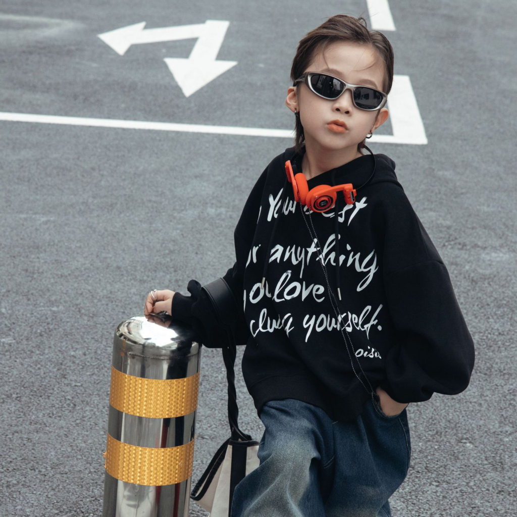 Áo hoodie bé trai chữ DO A379 size 90-140, quần áo trẻ em thu đông cao cấp