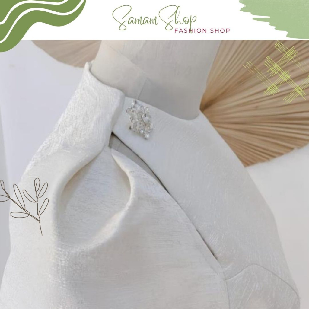 Váy dự tiệc tay bồng khoét vai đính ghim đá, đầm thiết kế Tafta nhũKV1