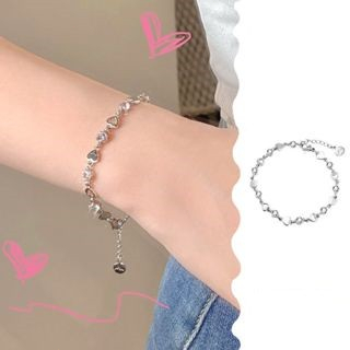 beautycoco🍊Vòng tay họa tiết trái tim rỗng đính đá zircon màu sáng phong cách thời trang mới 2023