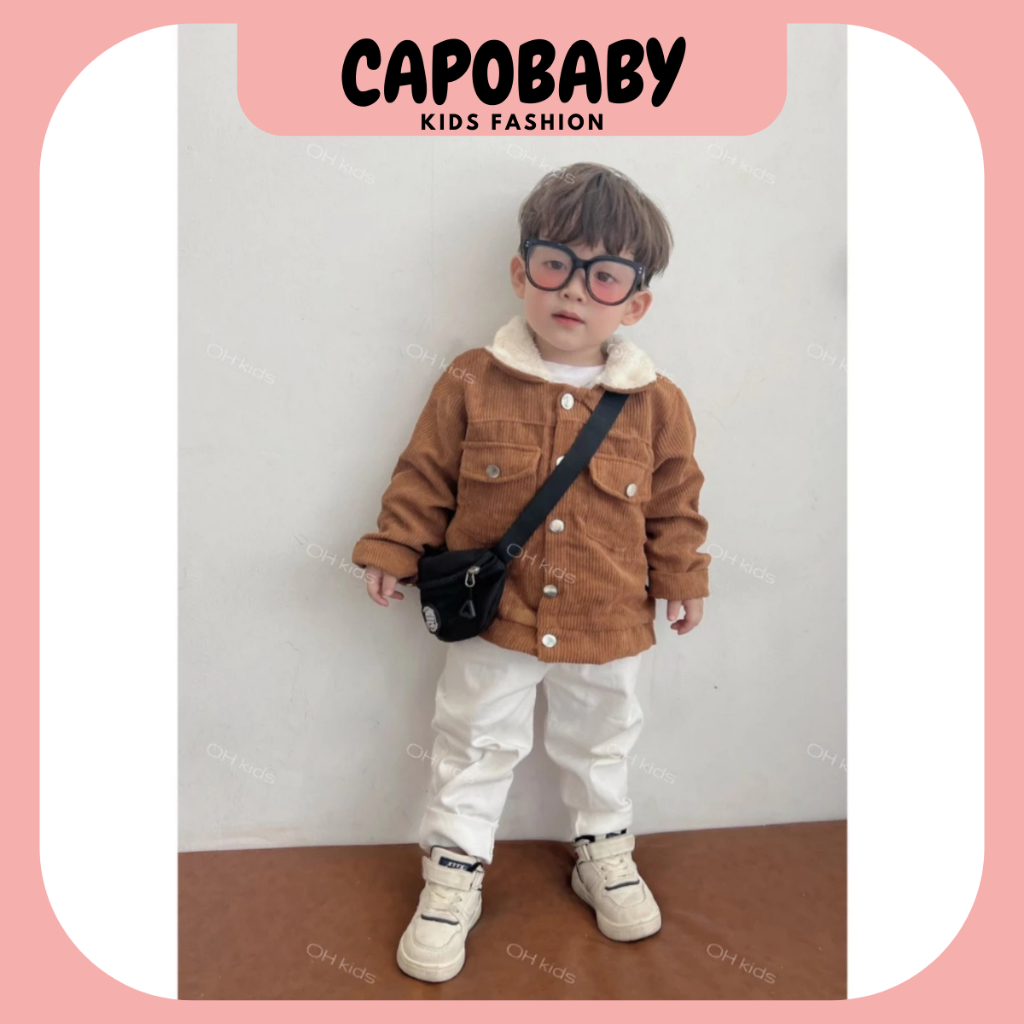 Áo khoác Nhung Tăm Lót Lông Cho Bé Mùa Thu Đông 7-20kg