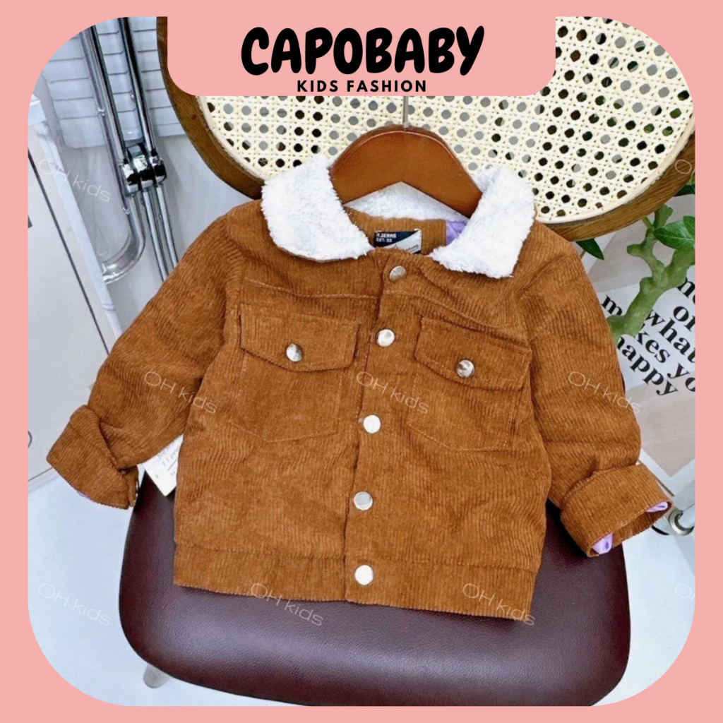 Áo khoác Nhung Tăm Lót Lông Cho Bé Mùa Thu Đông 7-20kg